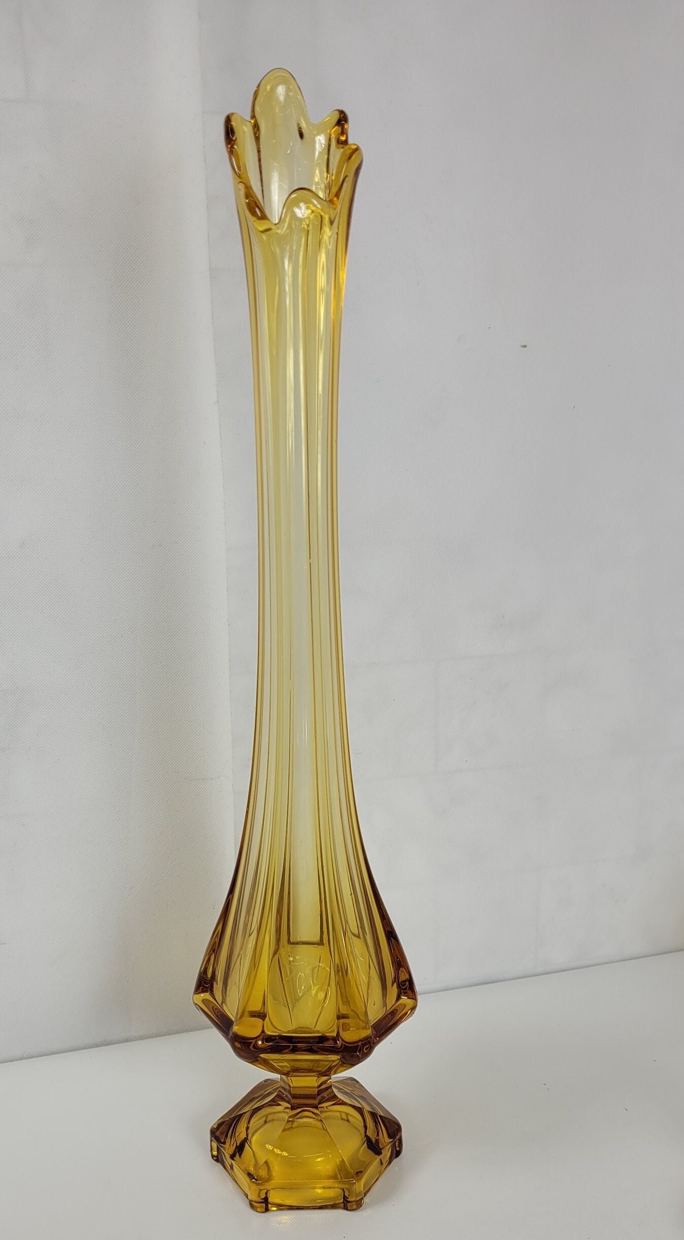 Tall 24" Viking Vase Mid Century Gold Vintage MCM Stretch Swung Flower Holder Art Glass (1 of 7)