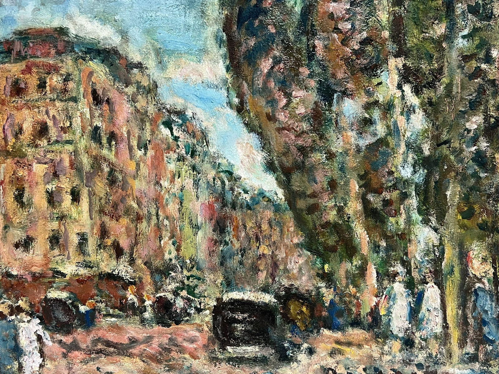 Mid 20th Century French Post-Impressionist Signed Oil Busy French Street Scene (1 of 20)