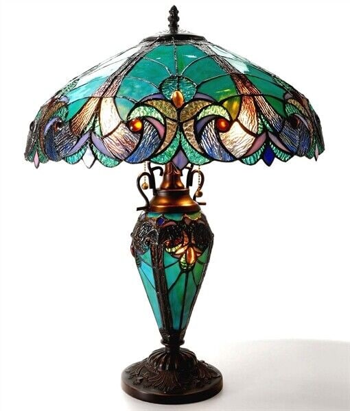 24.5" Stained Glass Lighted Base Table Lamp (1 of 1)