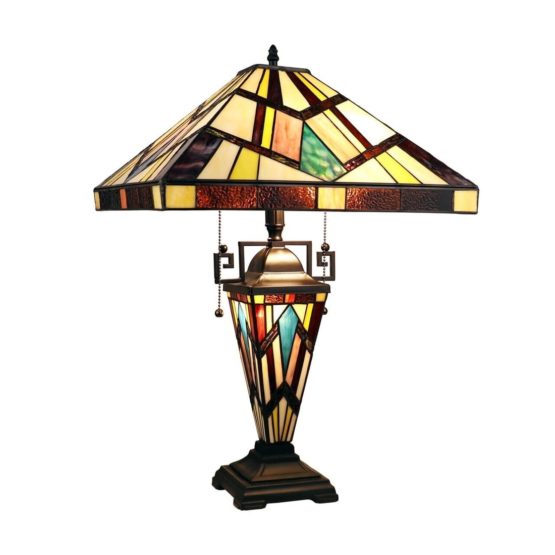 24" 3 light Stained Glass Mission Table Lamp (1 of 7)