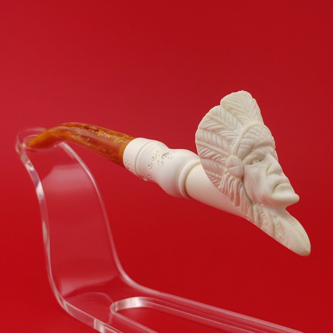 Native American Indian Warrior Chief Meerschaum Pipe (1 of 9)