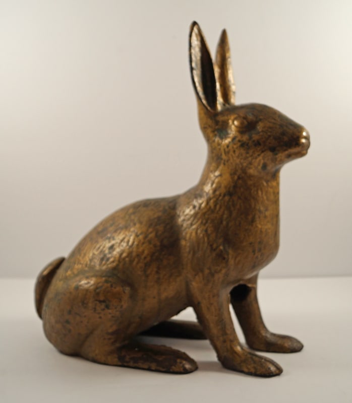 Rare Sitting Rabbit Cast Iron Doorstop, Circa 1900 (1 of 6)