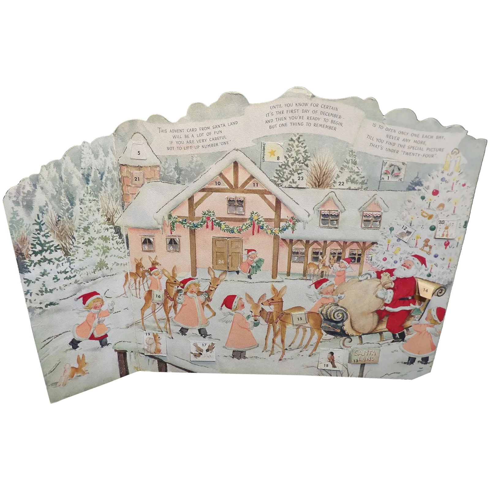 Vintage Hallmark Christmas Advent Card Marking the 24 days before Christmas (1 of 6)