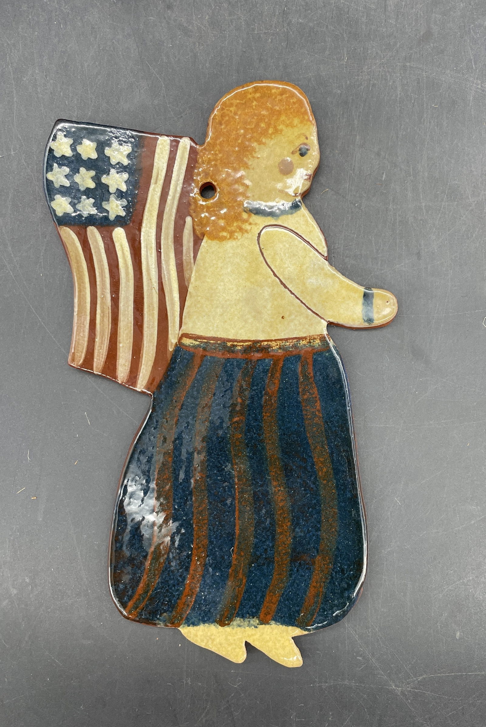 NED FOLTZ PENNSYLVANIA REDWARE POTTERY ORNAMENT PATRIOTIC (1 of 7)