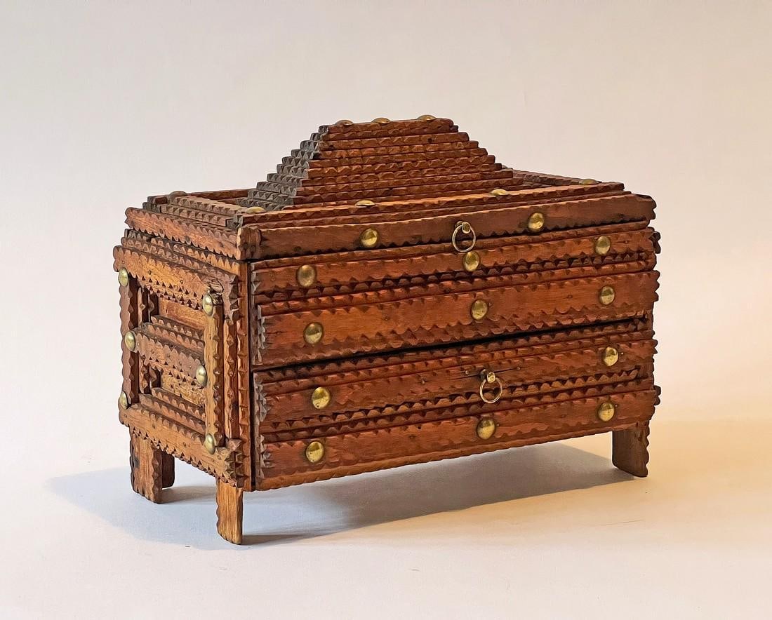 Tramp Art Box on Slender Feet (1 of 5)