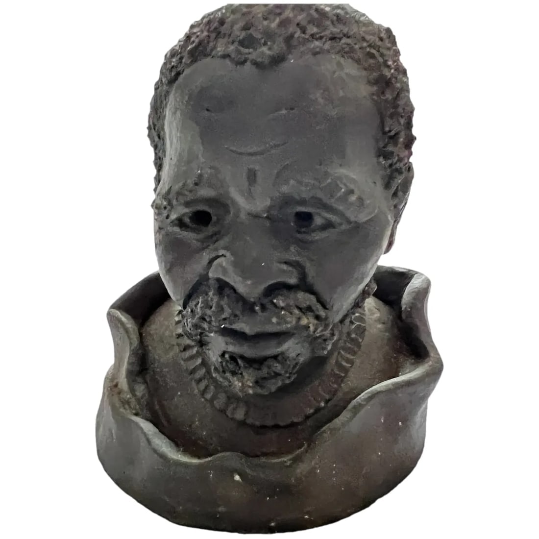 African Art Hand Made Clay Bust - Old Man - Signed - MT Mhlongo (1 of 7)