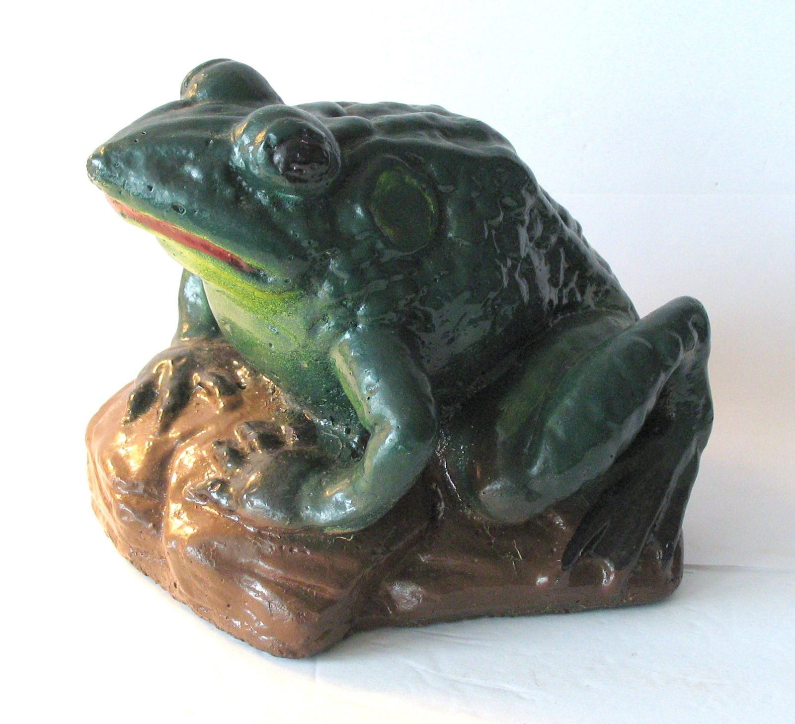 Vintage cast material outdoor frog sculpture. (1 of 4)