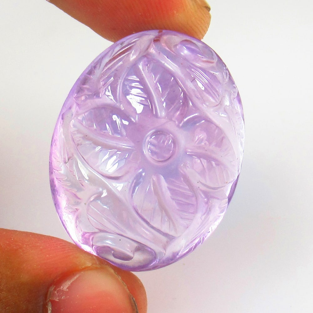 97.35 Ctw Natural Purple Amethyst Oval Carving (1 of 2)