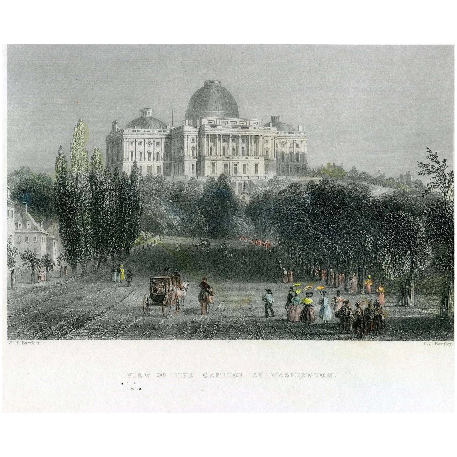 Capitol at Washington - Original Antique Engraving - Washington DC (c.1840) (1 of 4)