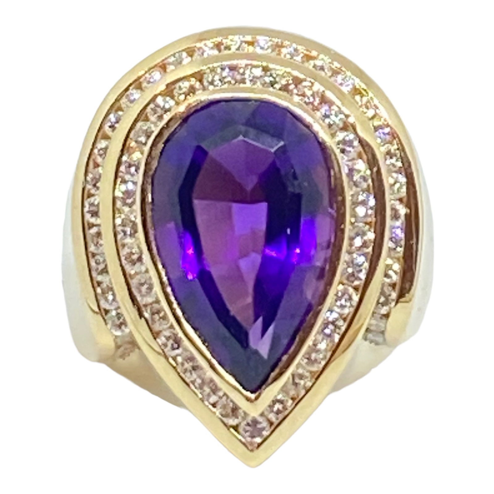 Vintage 14k Amethyst Diamond Cocktail Ring (1 of 9)
