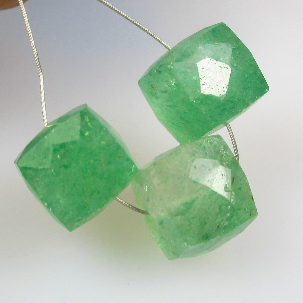 14.45 Ctw Natural 3 Green Beryl Square Beads (1 of 2)