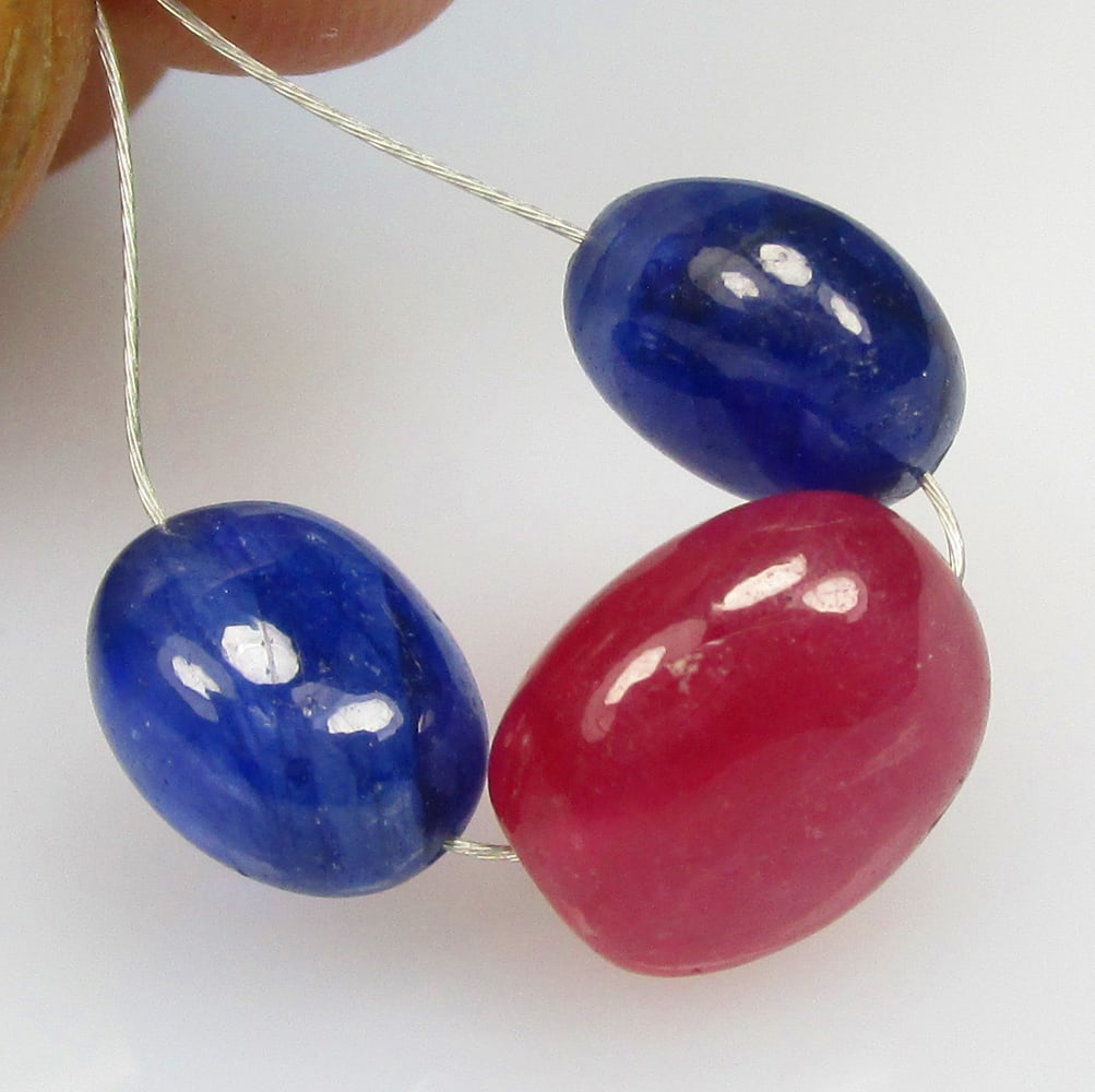 11.95 Ctw Natural 3 Ruby Sapphire Dumble Beads (1 of 2)