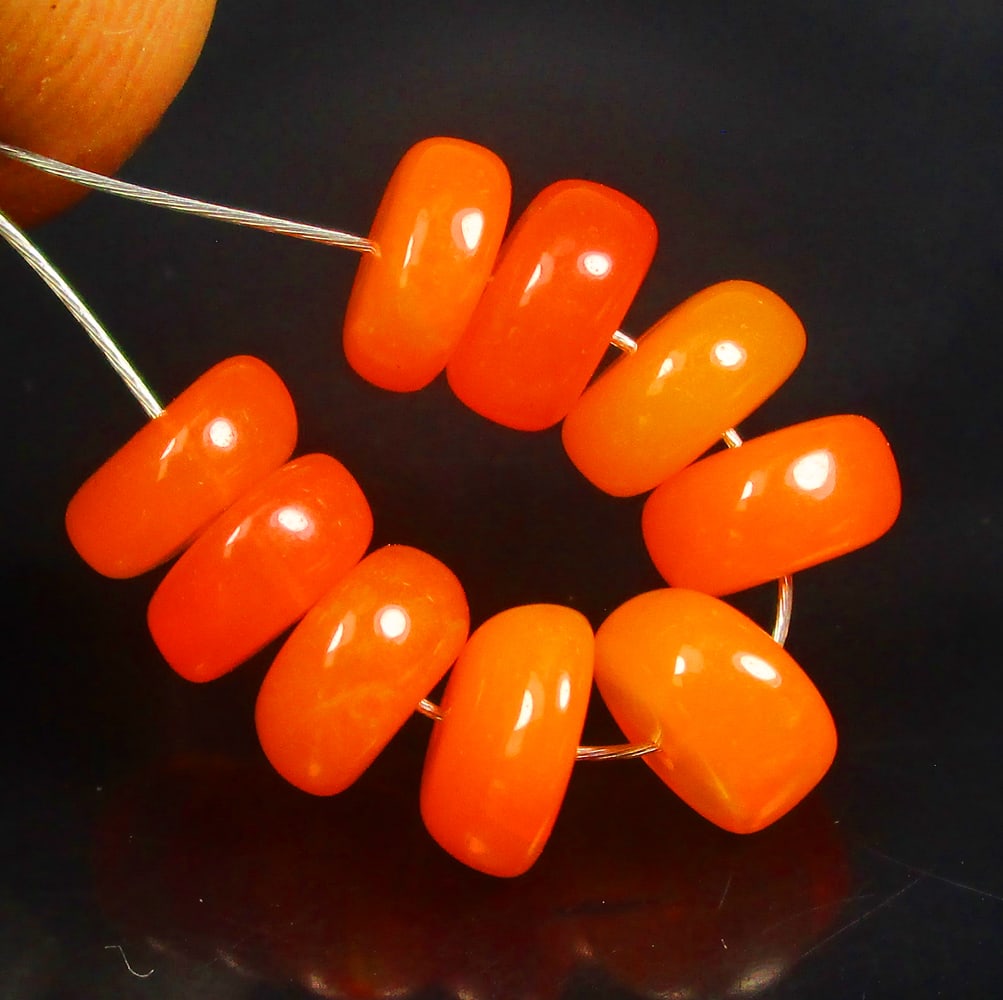 4.75 Ctw Natural 9 Orange Fire Opal Beads (1 of 2)
