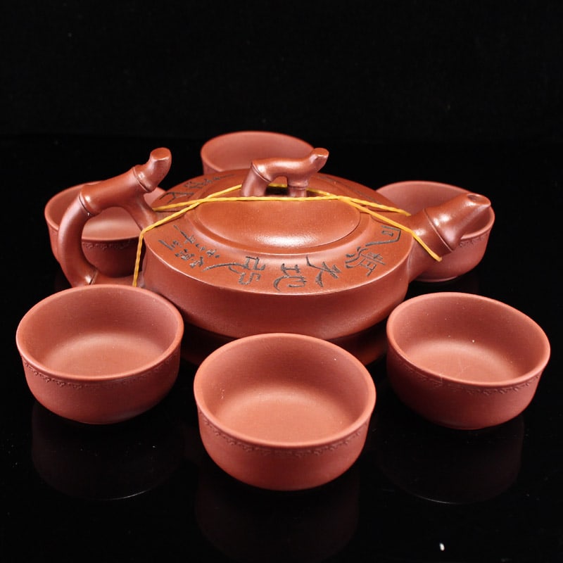 A Set Chinese Yixing Zisha Clay Teapot & Cups w Artist Signed (1 of 15)