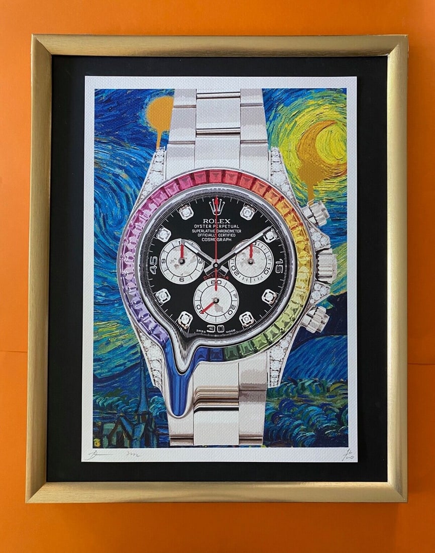 DEATH NYC Hand Signed LARGE Print COA Framed 16x20in Rolex Cosmograph Van Gogh 1 (1 of 6)