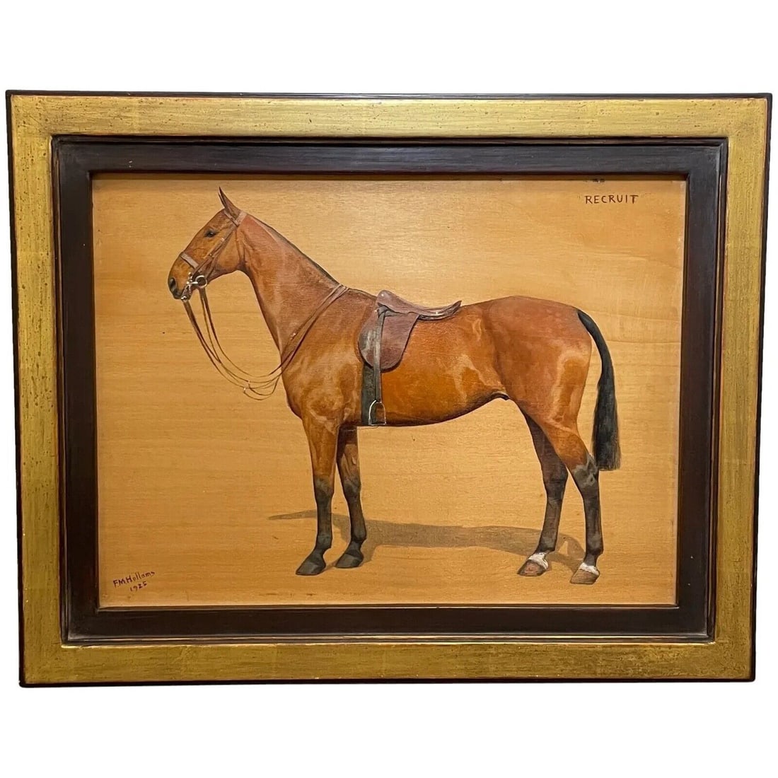 Oil Painting Portrait "Recruit" Bay Hunter Horse By Frances Mabel Hollams C1925 (1 of 20)