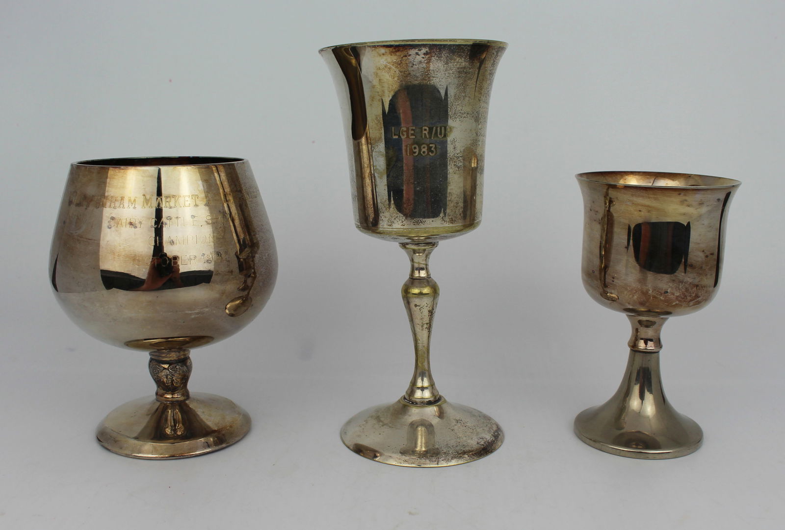 Set of 3 Vintage Silver Plated Trophies (1 of 2)