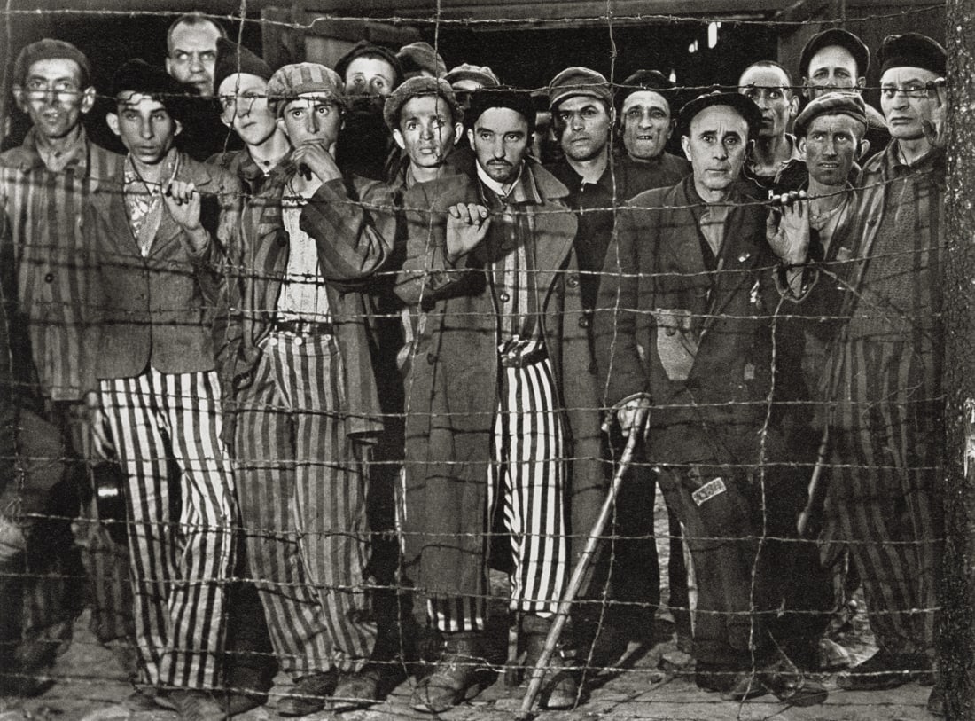 MARGARET BOURKE-WHITE - Prisoners at Buchenwald 1945: Artist: Margaret Bourke-White Title: Prisoners at Buchenwald, 1945 Medium: Photo Litho, 2012, Italy Dimensions: 8.9x6.6" Description: Heat Wax Mounted on 8.5x11" Conservation Board Artist Bio: Margare