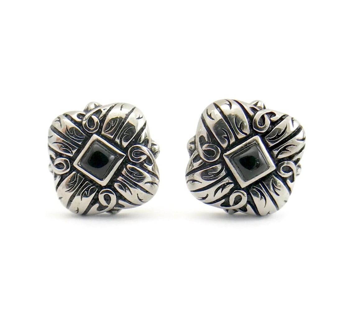 Black Onyx Sterling Silver Cufflinks, 17.5 mm, 14.13 Grams (1 of 7)