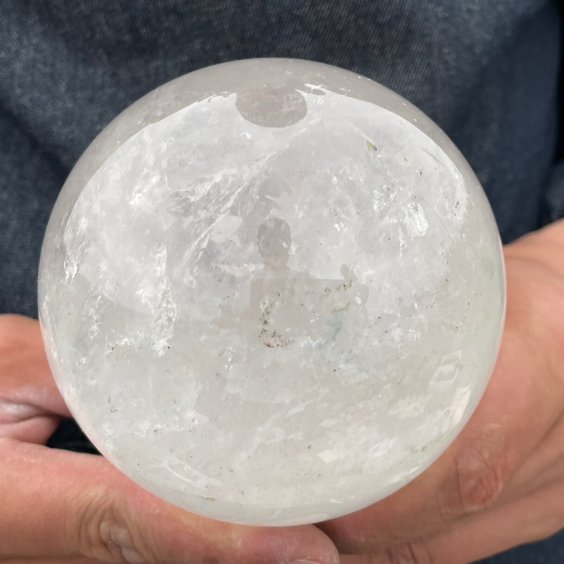 1450 Gram Natural Quartz Carved Healing Sphere: Title: 1450 Gram Natural Quartz Carved Healing Sphere Carat Weights: 1450 Gram Size/Dimensions: 100 mm Origin: Pakistan Reserve: $150.00 Shipping: Domestic: Flat-rate of $30.00 to anywhere within the 