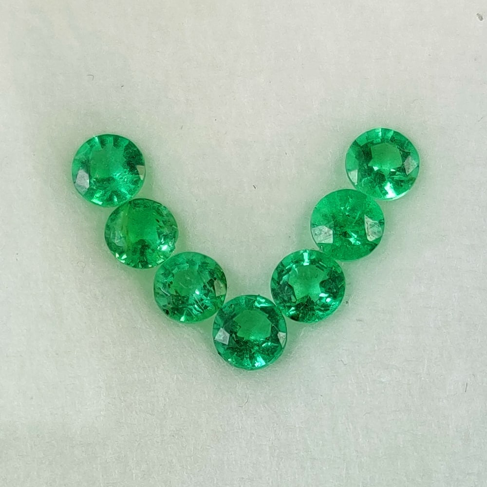 1.19 Ctw Natural 7 Zambian Emerald Round Necklace Set (1 of 2)