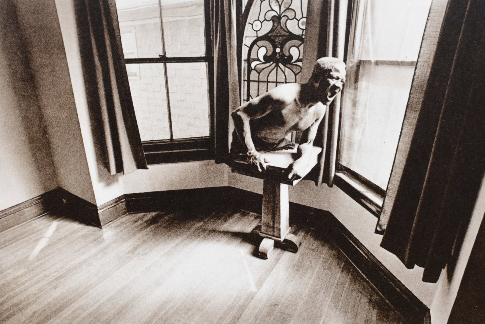 Leslie Krims - Human being as a piece of sculpture: Artist: Leslie Krims Title: Human being as a piece of sculpture Date Printed: Printed in 1970 Heavy weight, matte finish Double day & Company INC Medium: Vintage High Quality Gravure Sepia Matt Print 