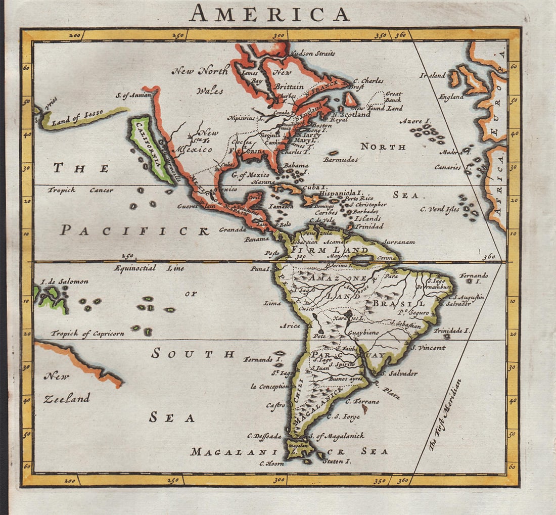 Very scarce 1701 1st ed. map of America from Herman Mollâ€™s Geography (1 of 2)