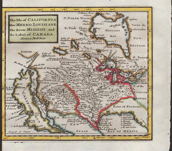 1st ed. of Moll’s fascinating 1701 map of Isle of California: Herman Moll's renowned and highly sought-after map showing California as an island, plus the western part of North America. This is the first appearance of this map, with page number 152 clearly shown