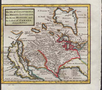 1st ed. of Mollâ€™s fascinating 1701 map of Isle of California: Herman Moll's renowned and highly sought-after map showing California as an island, plus the western part of North America. This is the first appearance of this map, with page number 152 clearly