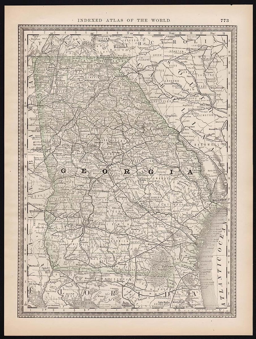 Scarce early McNally map of Georgia - 1881 (1 of 4)