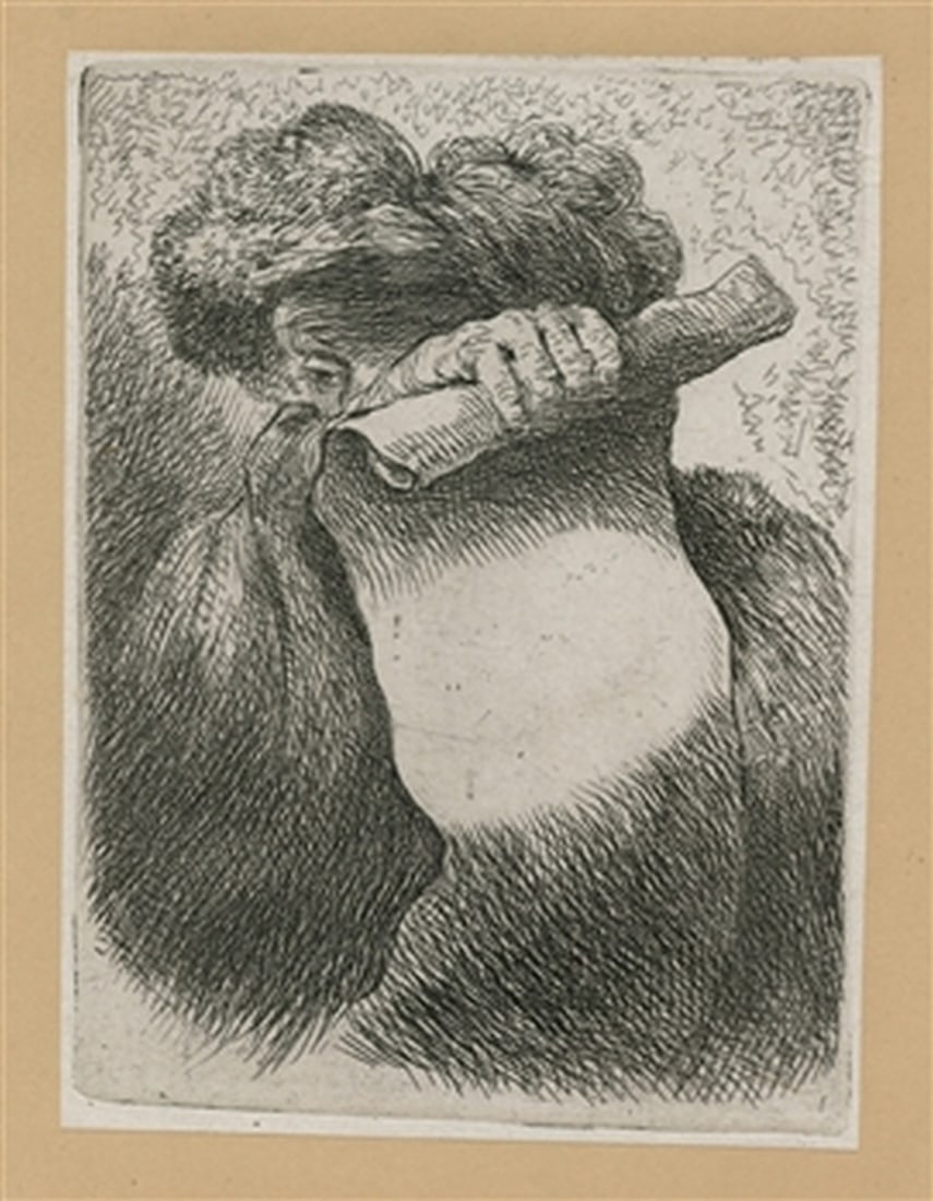 Giovanni Benedetto Castiglione (il Grechetto) etching "Head of an Oriental" (1 of 1)