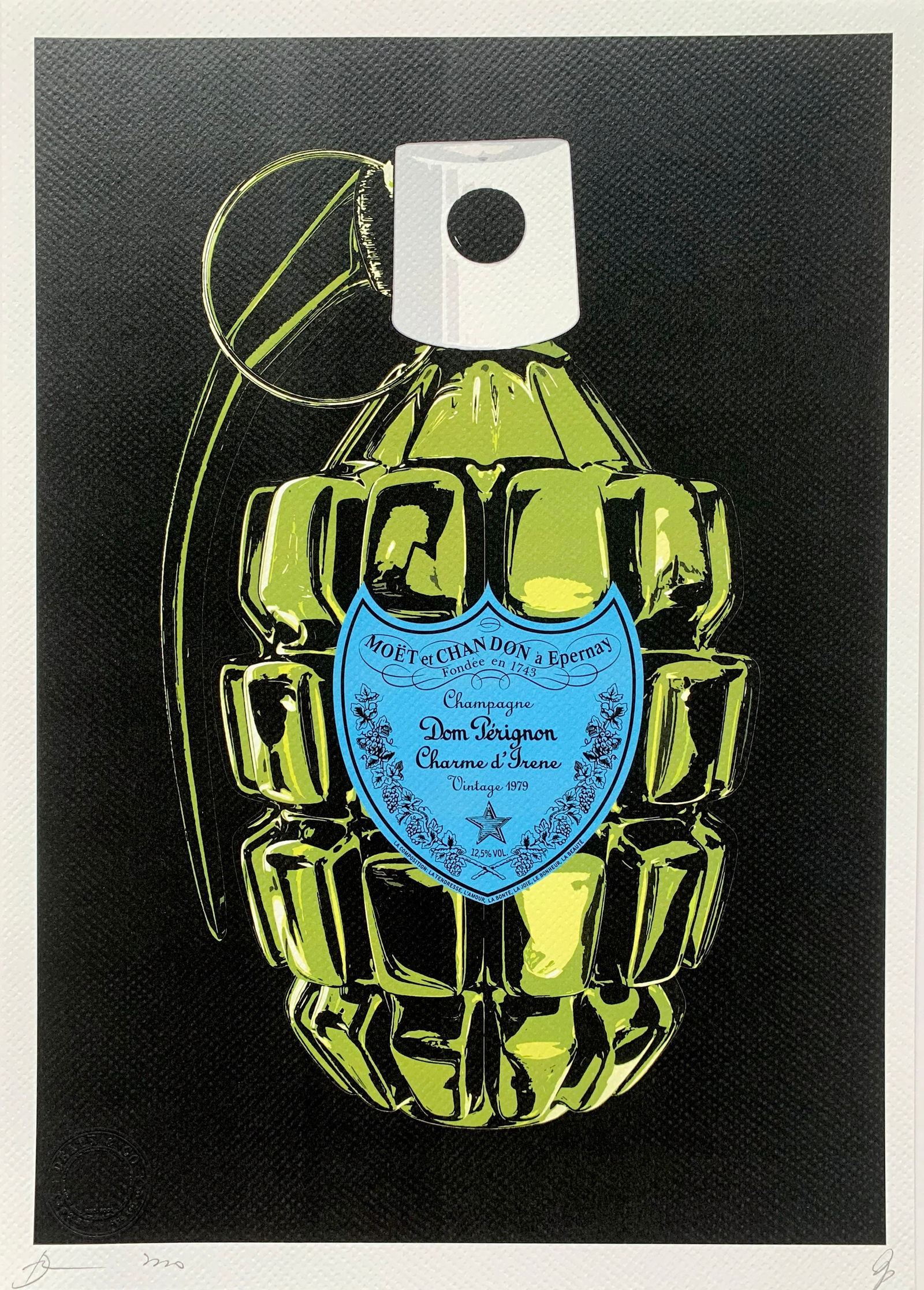 Death NYC Dom Perignon: Title: Death NYC Dom Perignon Artist/Publisher: Death NYC Description: limited edition giclee on paper, out of eddition of 100 + AP, Hand signed in pencil, Certificate of Authenticity from Death NYC D