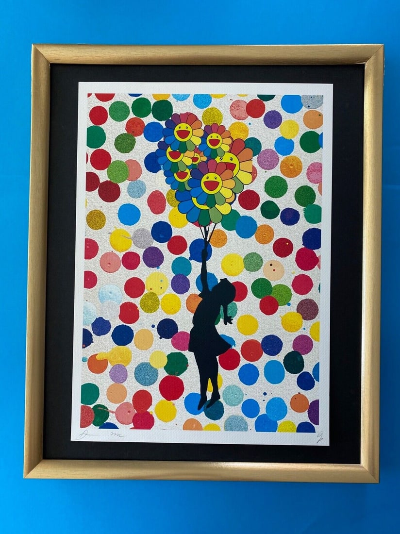 DEATH NYC Hand Signed LARGE Print COA Framed 16x20in Hirst Murakami Banksy Girl (1 of 6)