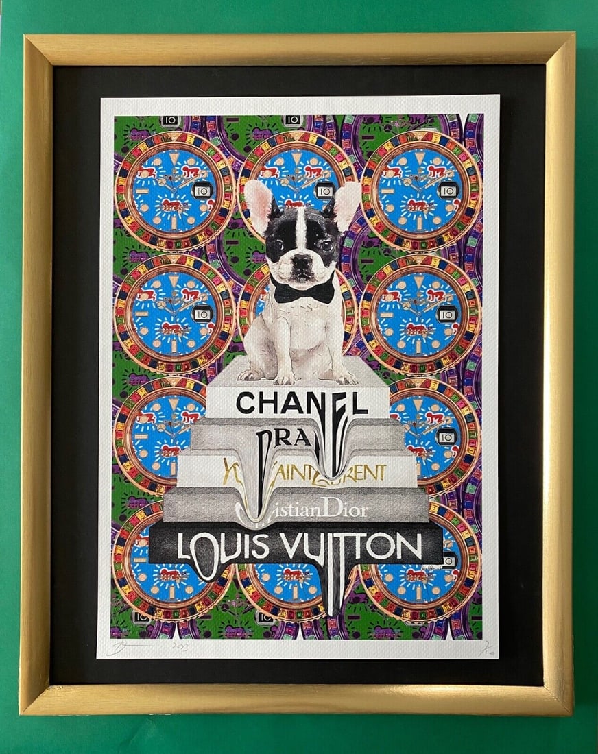 DEATH NYC Signed Large 16x20in Framed ROLEX PUG DOG Graffiti PopArt (1 of 6)
