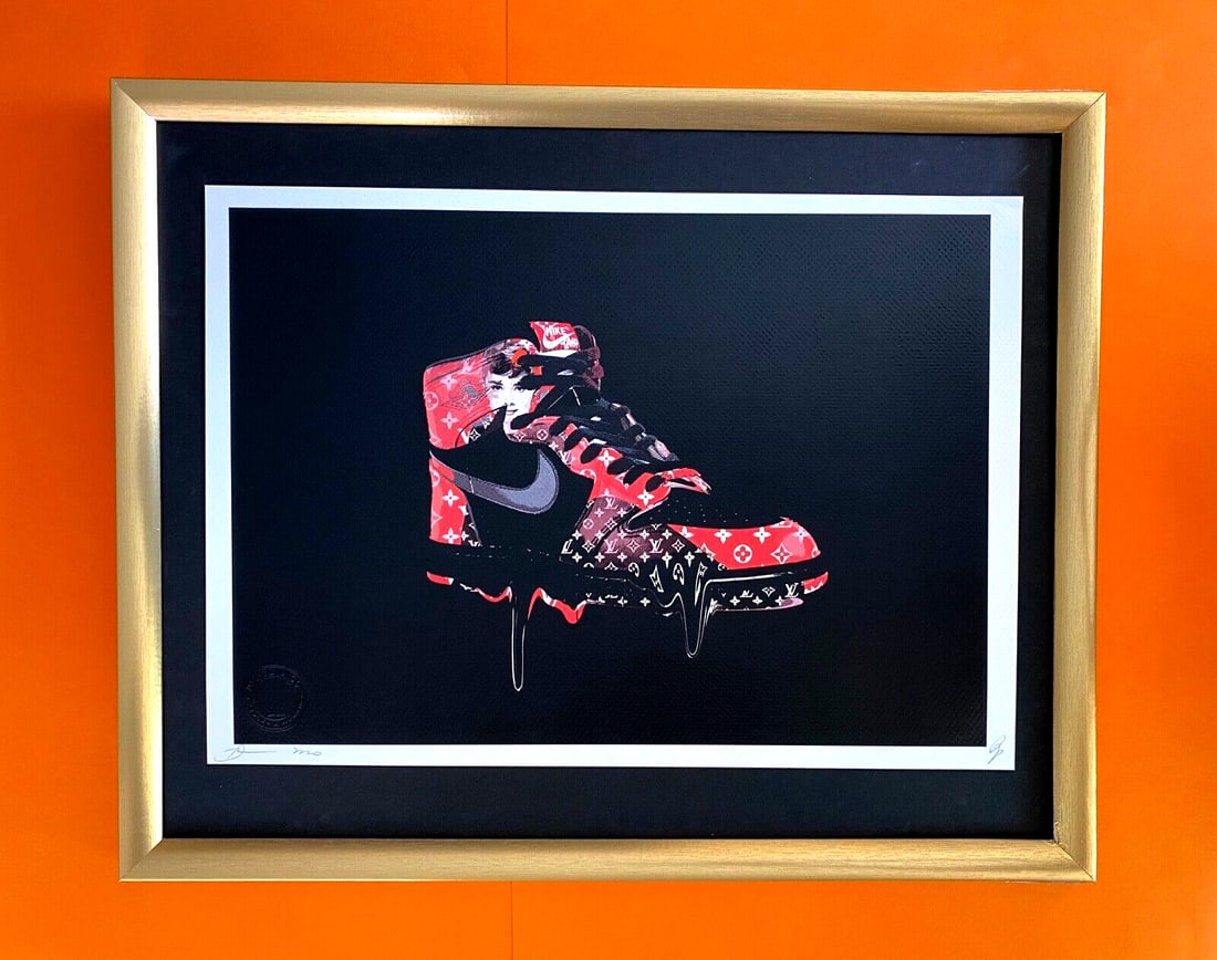 DEATH NYC Hand Signed LARGE Print Framed 16x20in AIR JORDAN LOUIS VUITTON A/P (1 of 6)