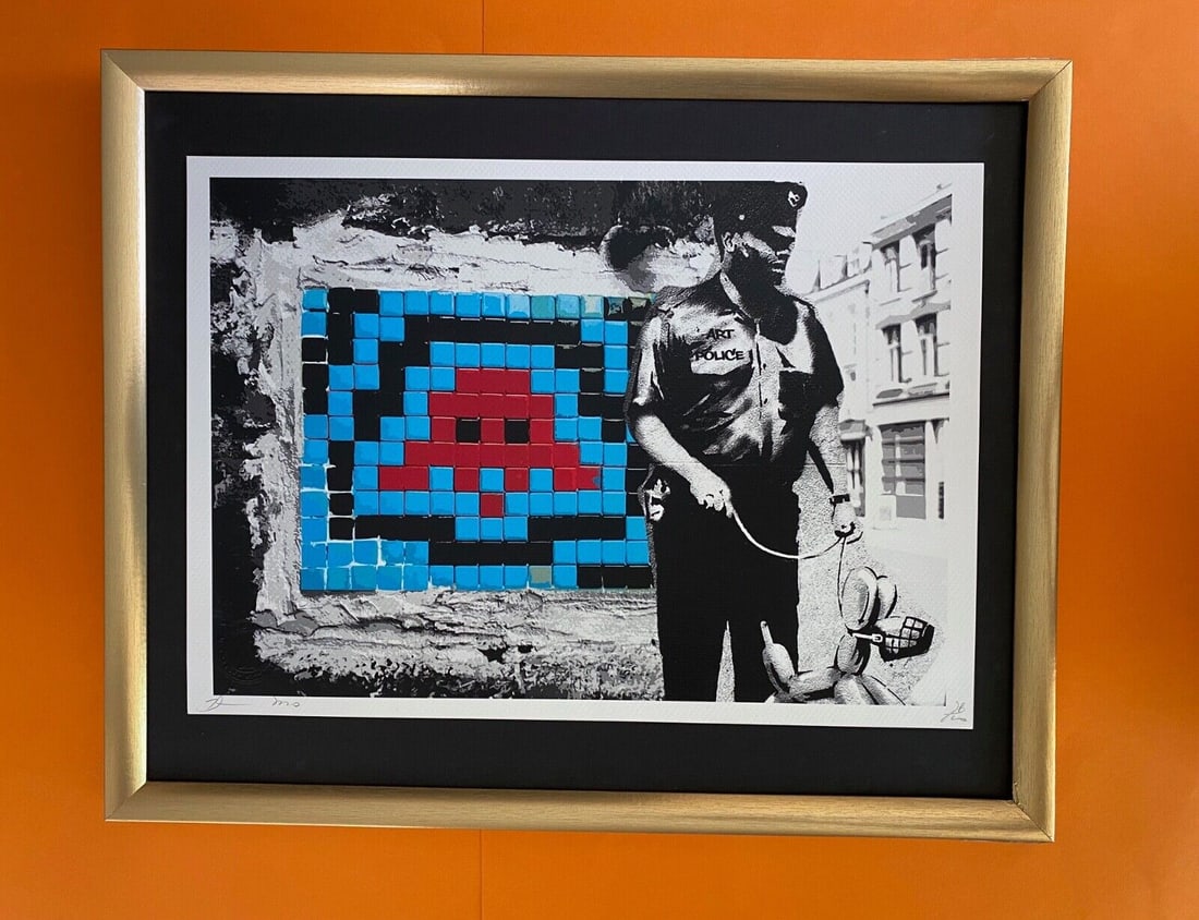 DEATH NYC Hand Signed LARGE Print Framed 16x20in BANKSY / INVADERS / KOONS (1 of 6)
