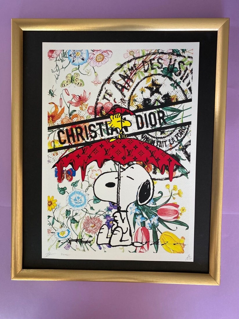 DEATH NYC Hand Signed LARGE Print Framed 16x20in SNOOPY / LOUIS VUITTTON / DIOR (1 of 6)