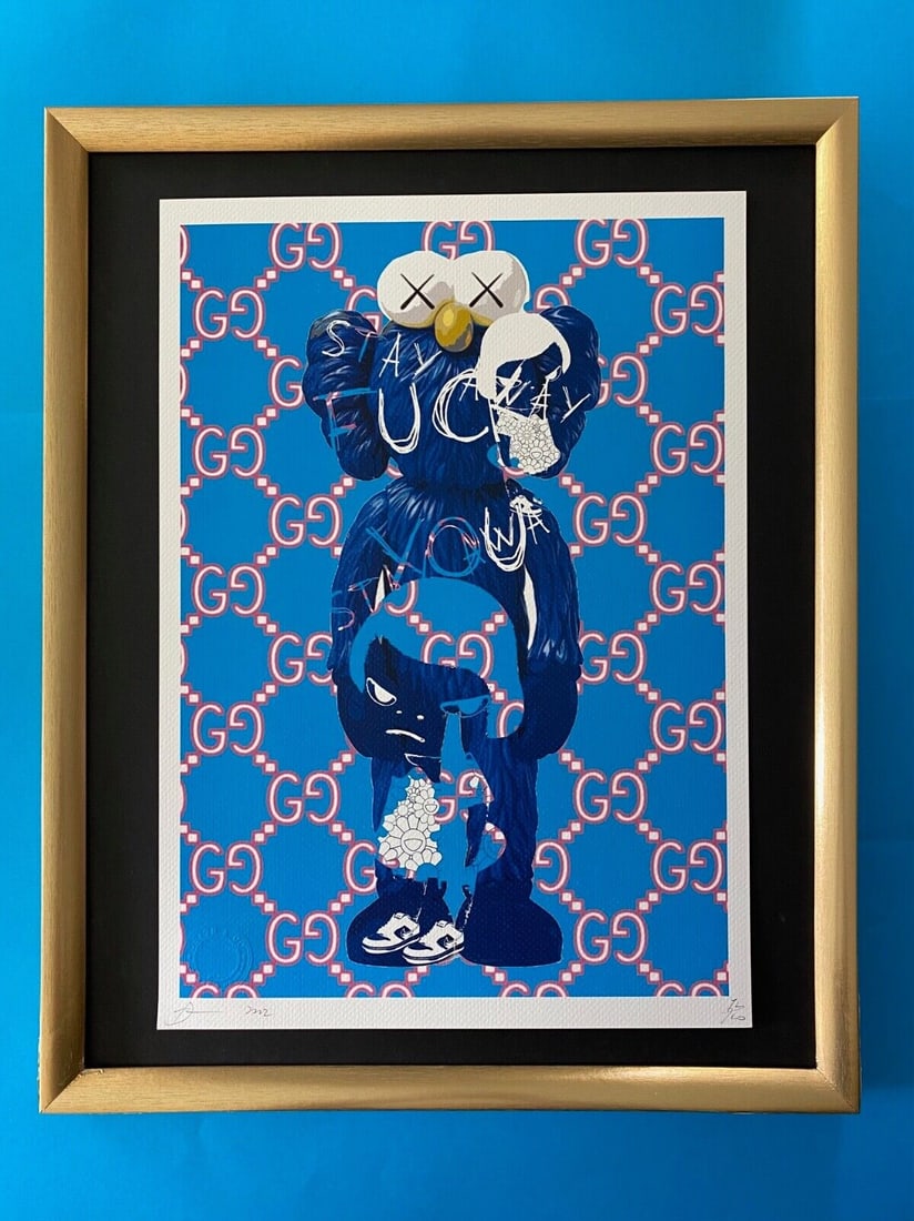 DEATH NYC Hand Signed LARGE Print COA Framed 16x20in Kaws Yoshitomo Nara Gucci (1 of 6)