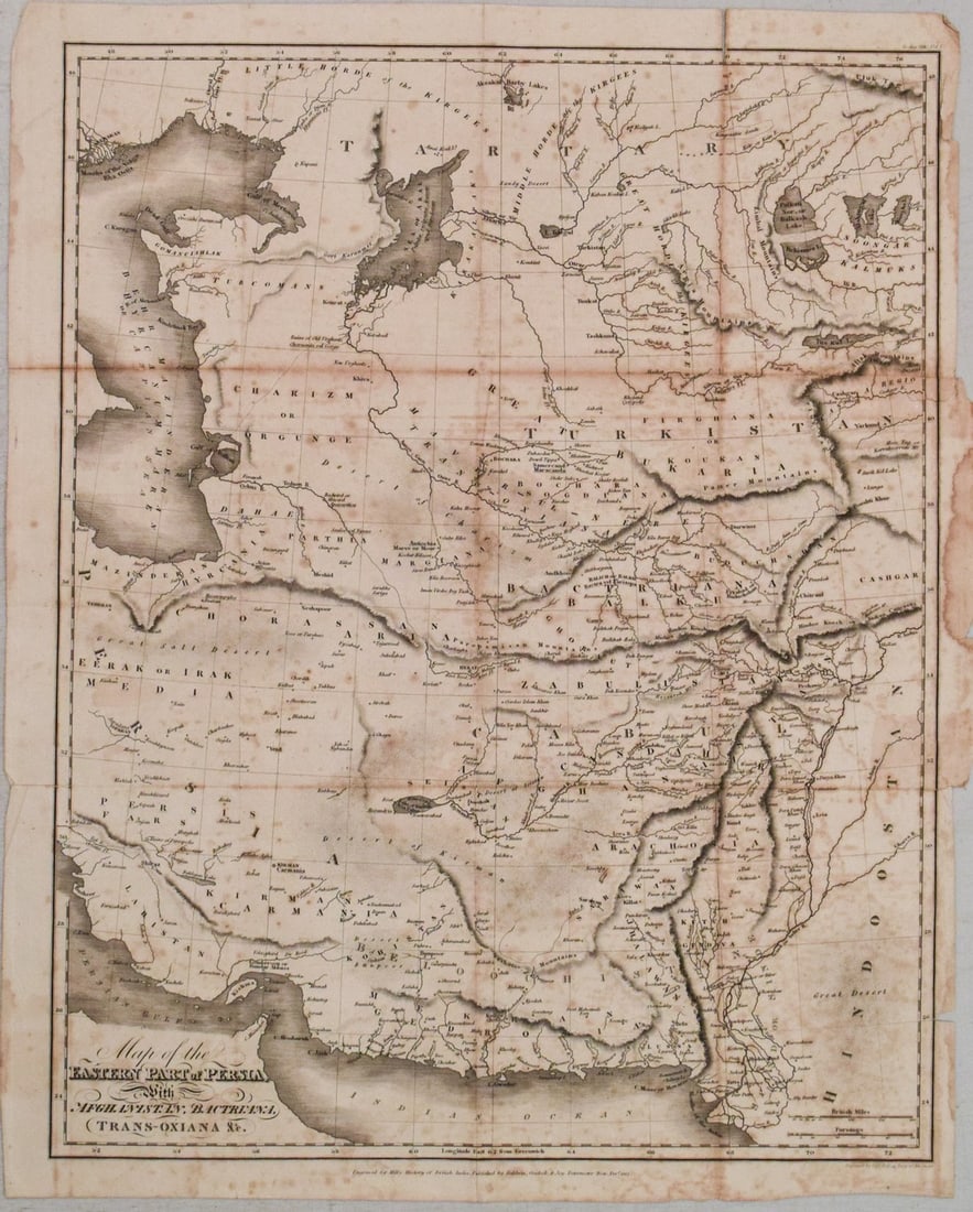 1817 Hall Map of Persia to Kazakhstan -- Map of the Eastern Part of Persia with Afghanistan, (1 of 1)