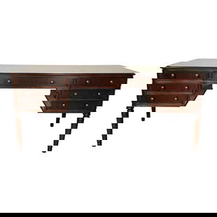 Baker Mahogany Executive Partners Desk, Georgian, Writing Table: Title: Baker Mahogany Executive Partners Desk, Georgian, Writing Table Description: Large mahogany executive partners desk by baker, writing table in the Georgian Fashion. A stunning new Baker mahogan