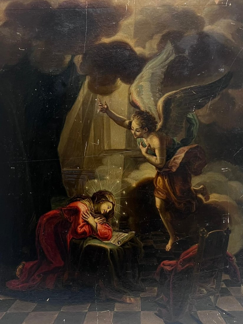 Angel Appearing to Mary Fine 18th Century Italian Old Master Oil Painting (1 of 19)