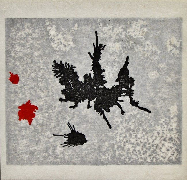 Toshi Yoshida: Varieties of Japanese Print: DescriptionArtist: Toshi YOSHIDA (1911-1995)Subject: Blurred Woodblock Printing, paper kozô of course fiber, No. 19Series: Publisher: Signature: NoneDate: 1967Format: 20.8 x 20 cmComment: This volume