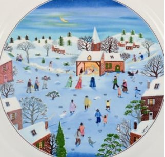 Villeroy and Boch, Na and #239;f Christmas. Large round porcelain dish with a design by artist (1 of 1)