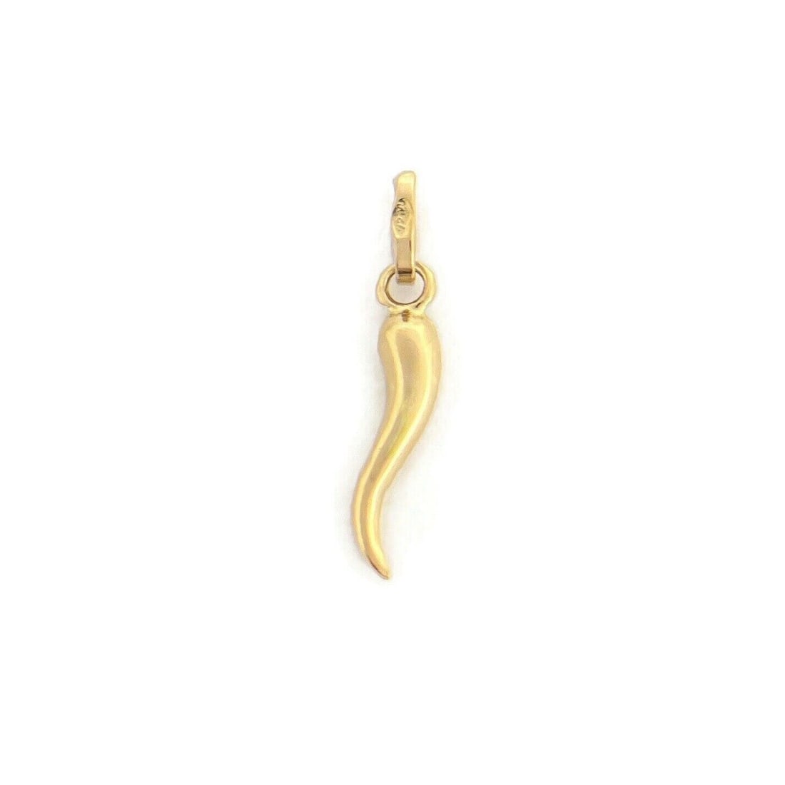 Vintage Italian Horn Cornicello Necklace Pendant Charm 18K Yellow Gold, .42 Gram (1 of 6)
