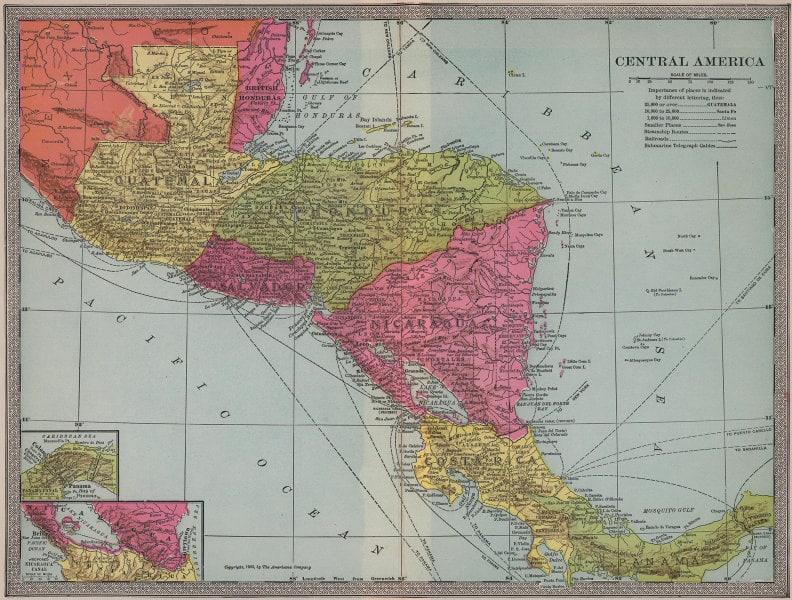 Central America: Inset Maps of Panama; Brito. Central America 1903 old (1 of 2)