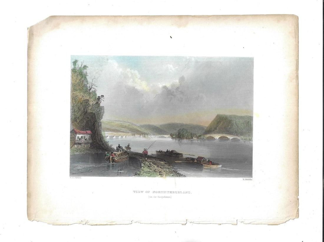 1840 Colored Steel Engraving Susquehanna (1 of 1)