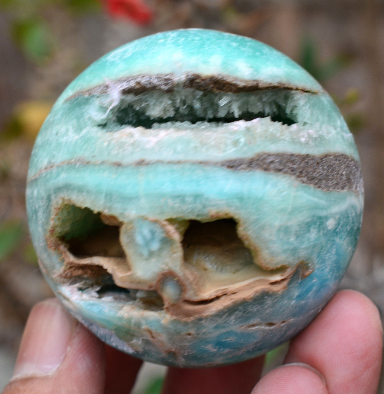 264 Grams Beautiful Blue Aragonite Sphere (1 of 5)