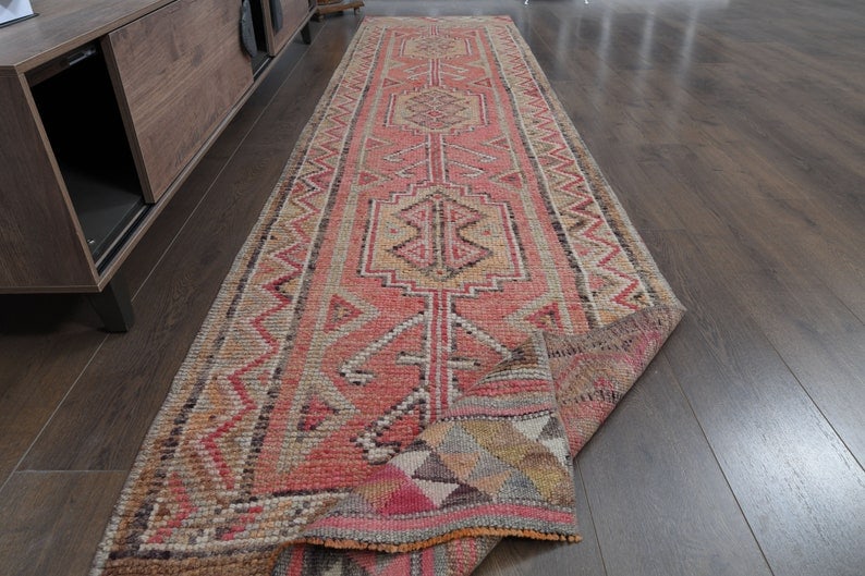 2'8x12 ft, Turkish Oushak Handmade Wool Cotton Rug 1970s (1 of 10)