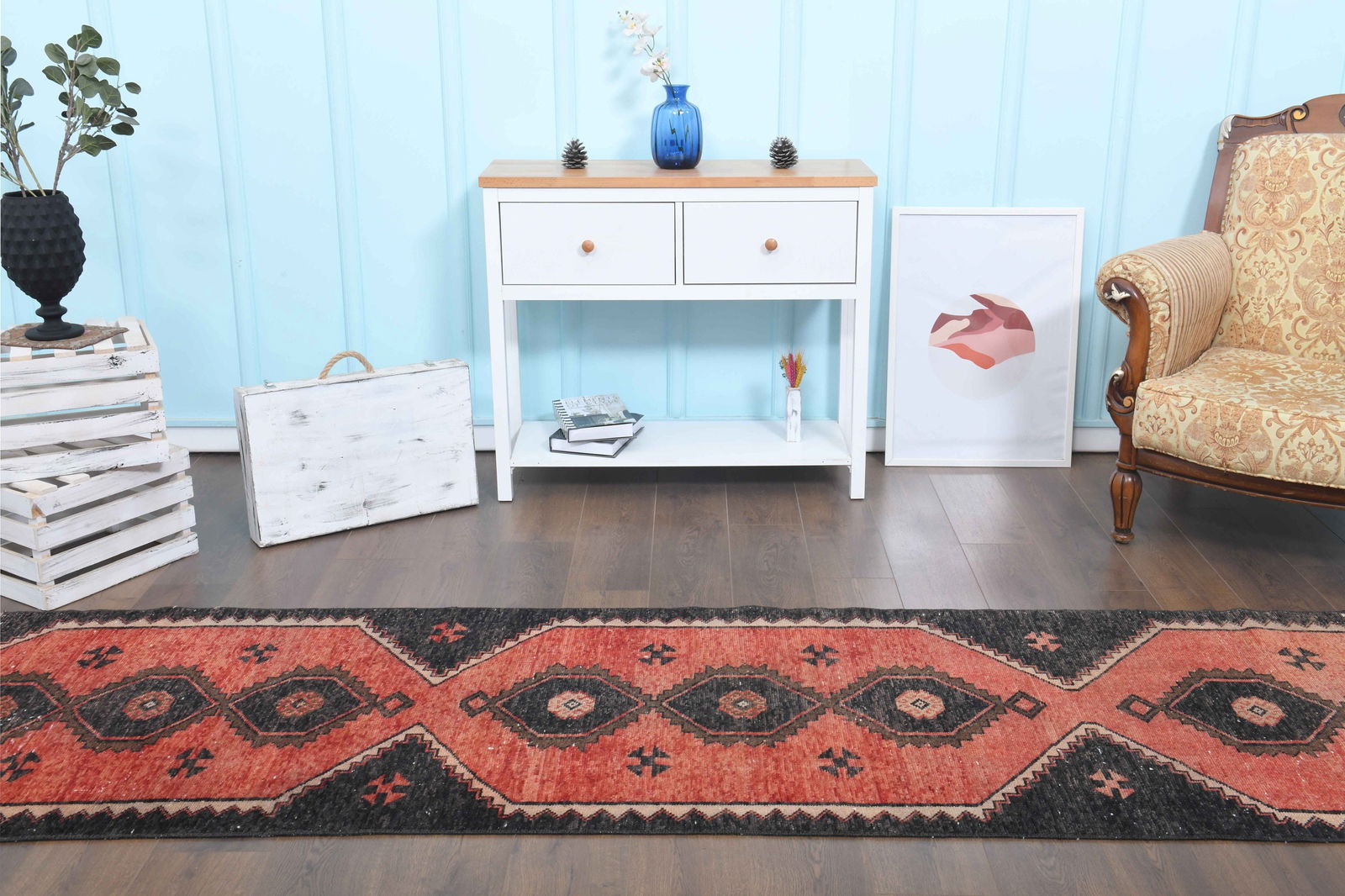 3x10 Turkish Oushak Handmade Wool Cotton Rug 1970s (1 of 8)