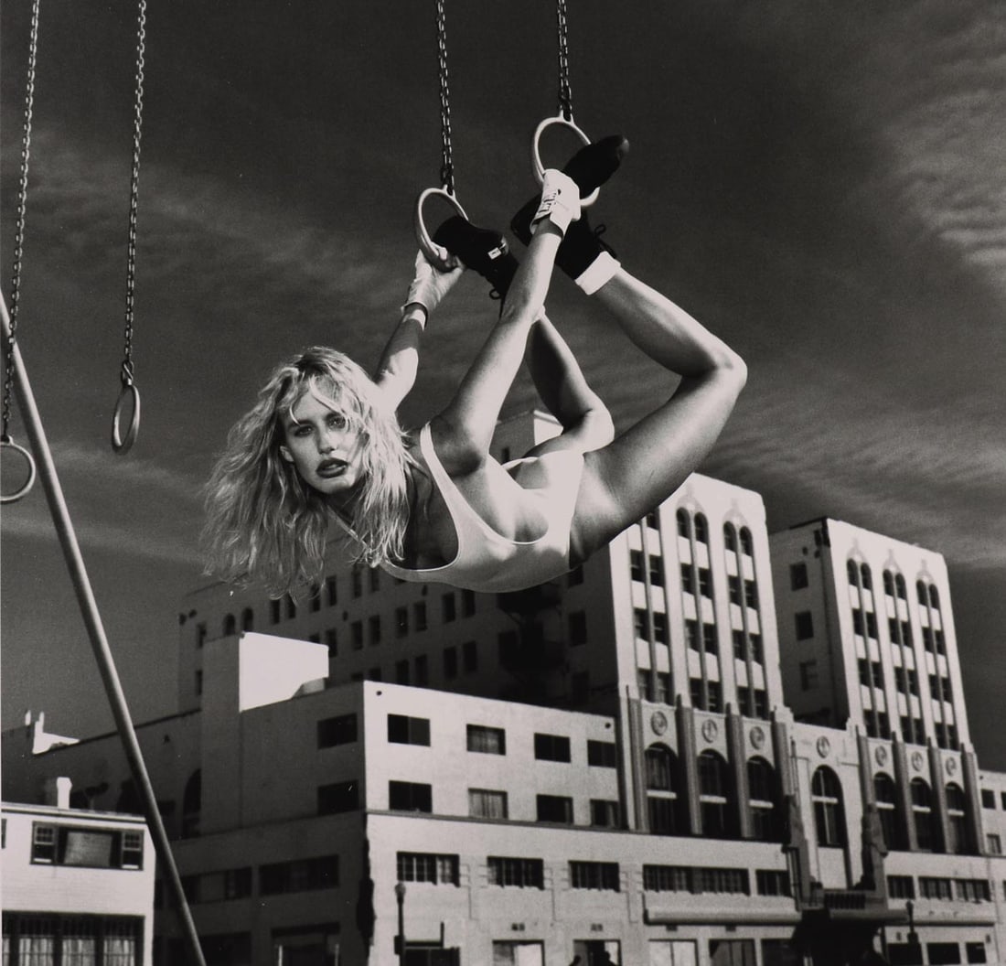 HELMUT NEWTON - Daryl Hannah, LA, 1984: Artist: HELMUT NEWTON Print Title: Daryl Hannah, LA, 1984 Medium: Duotone Photoengraving Printed in Germany, 1980s Image size (inches) approx. 7.5 x 7.5” Helmut Newton (1920-2004) was a German-A